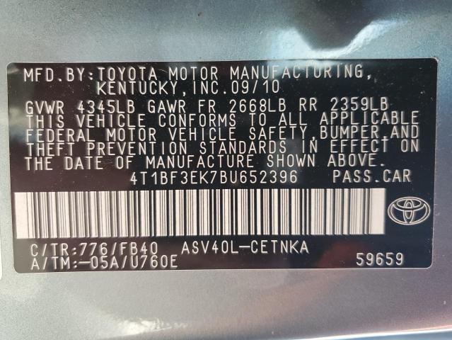 2011 Toyota Camry Base VIN: 4T1BF3EK7BU652396 Lot: 53968054