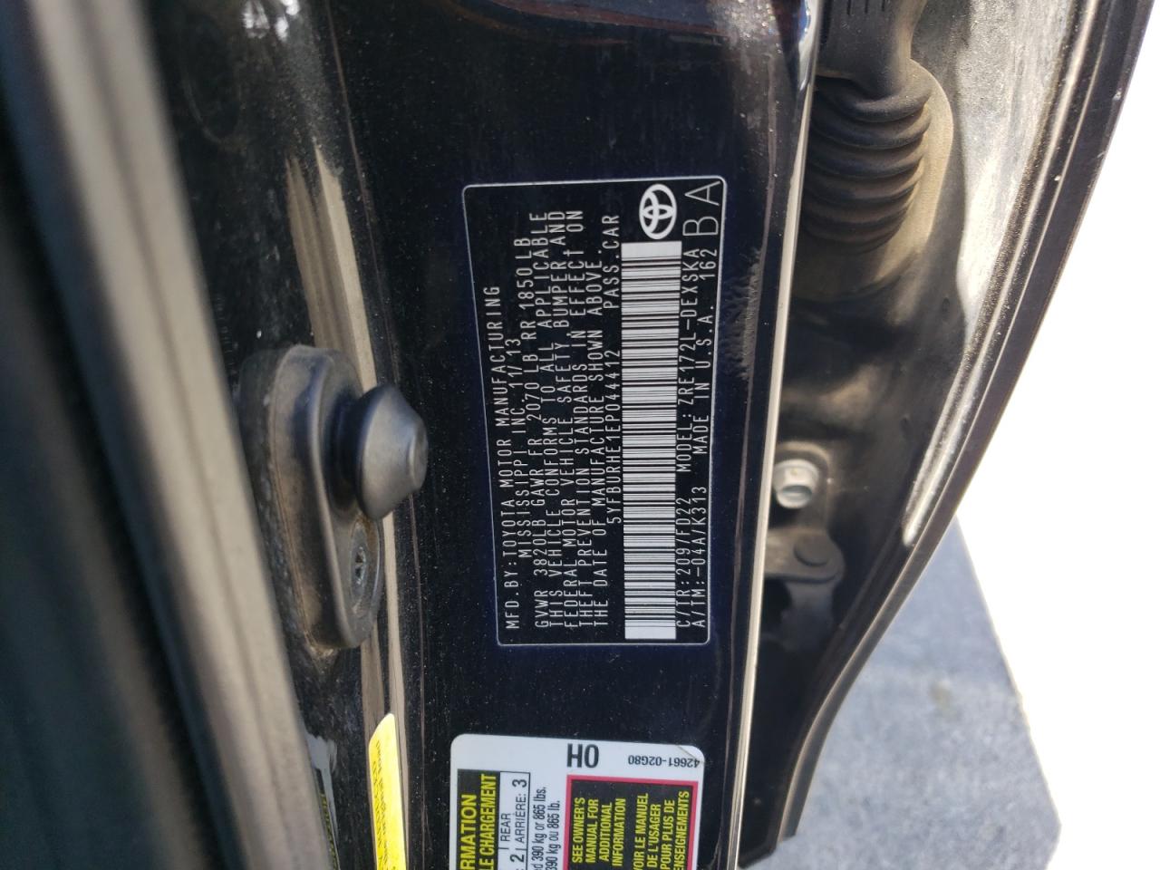 5YFBURHE1EP044412 2014 Toyota Corolla L