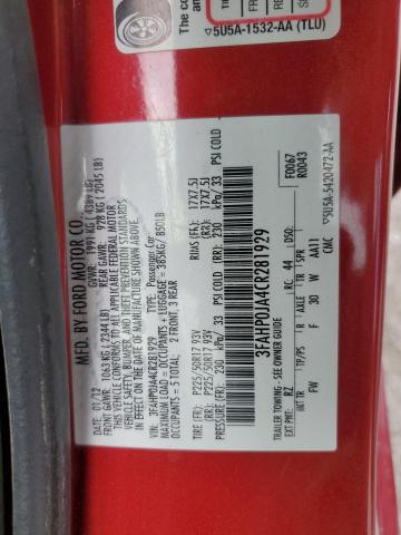 2012 Ford Fusion Sel VIN: 3FAHP0JA4CR281929 Lot: 56267354