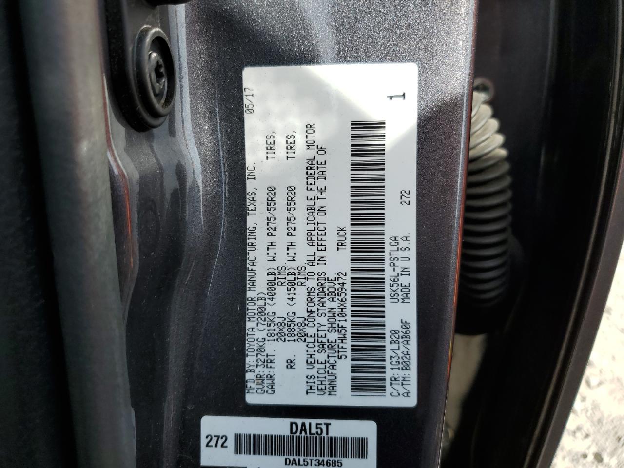 5TFHW5F10HX659472 2017 Toyota Tundra Crewmax Limited