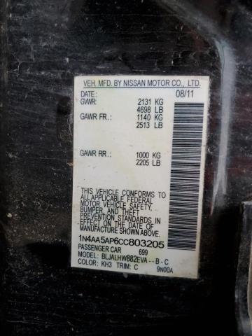 2012 Nissan Maxima S VIN: 1N4AA5AP6CC803205 Lot: 53864674