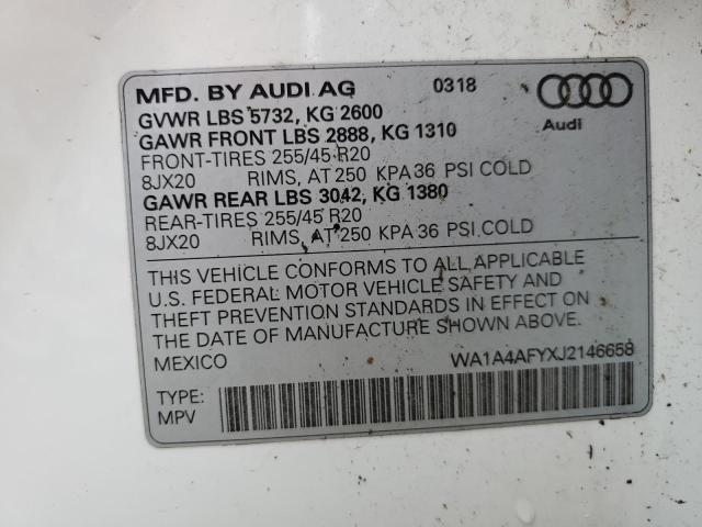 2018 Audi Sq5 Premium Plus VIN: WA1A4AFYXJ2146658 Lot: 52105494
