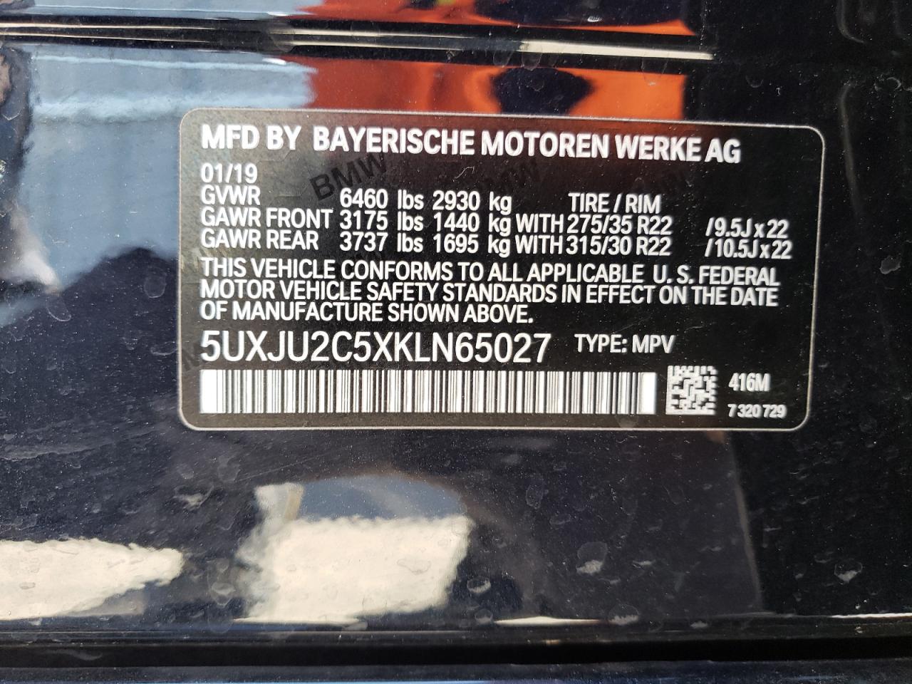 5UXJU2C5XKLN65027 2019 BMW X5 xDrive50I