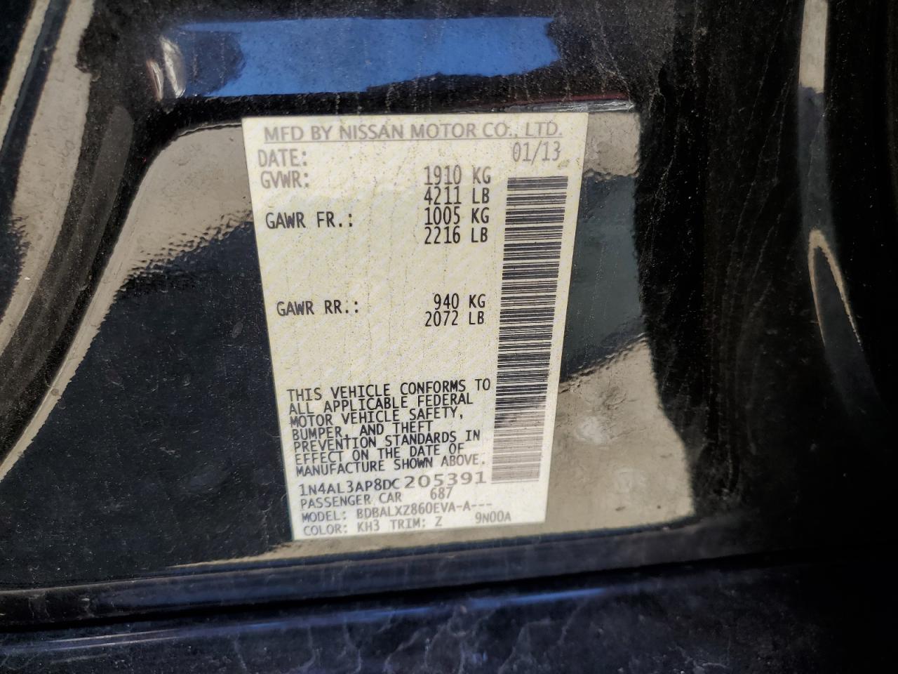 1N4AL3AP8DC205391 2013 Nissan Altima 2.5