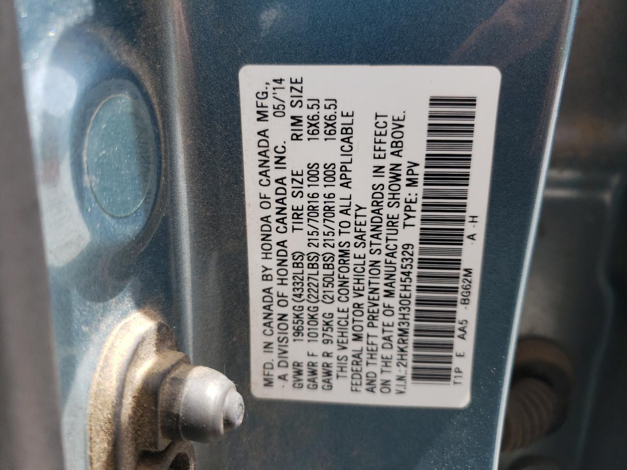 2HKRM3H30EH545329 2014 Honda Cr-V Lx