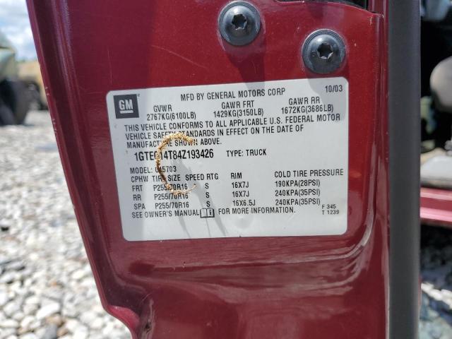 2004 GMC New Sierra C1500 VIN: 1GTEC14T84Z193426 Lot: 54596794