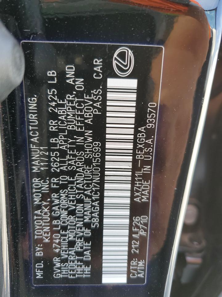 58AGA1C17NU015699 2022 Lexus Es 300H Base