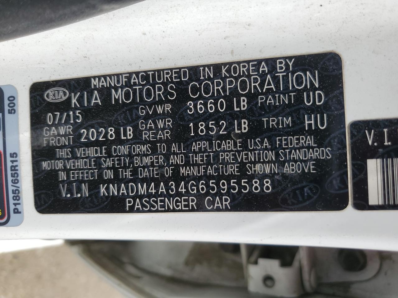 KNADM4A34G6595588 2016 Kia Rio Lx