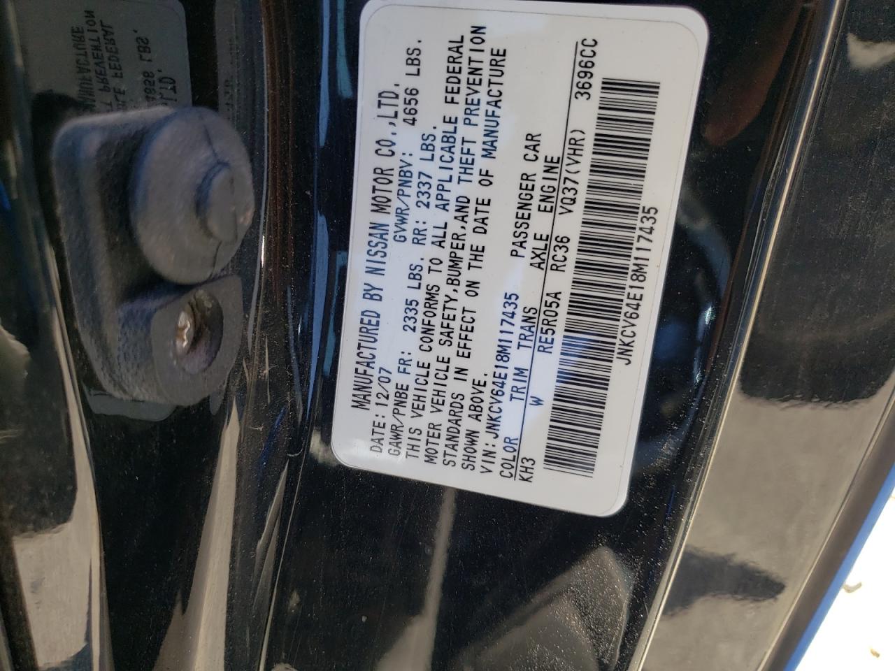 JNKCV64E18M117435 2008 Infiniti G37 Base