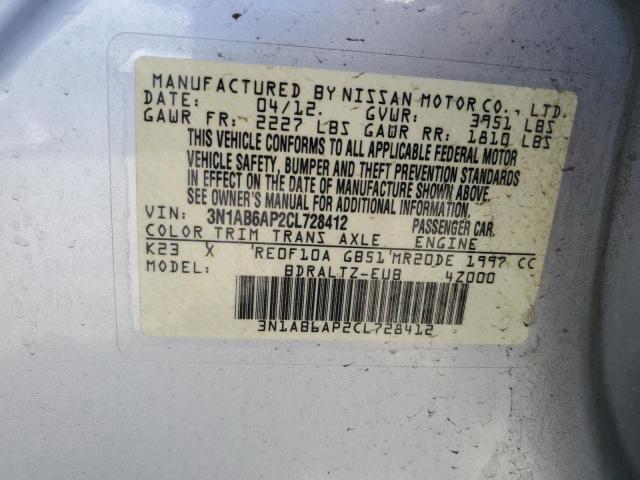 2012 Nissan Sentra 2.0 VIN: 3N1AB6AP2CL728412 Lot: 53352854