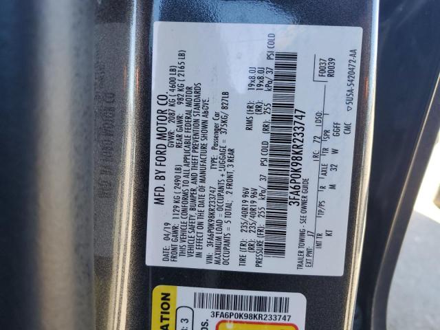 VIN 3FA6P0K98KR233747 2019 Ford Fusion, Titanium no.12