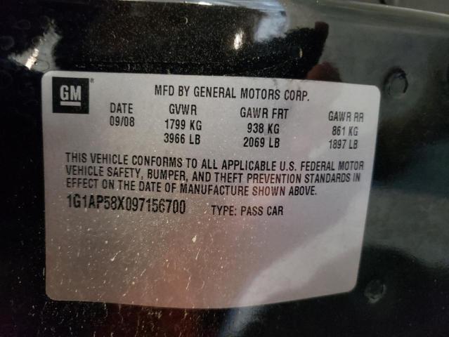 2009 Chevrolet Cobalt Ss VIN: 1G1AP58X097156700 Lot: 56070454