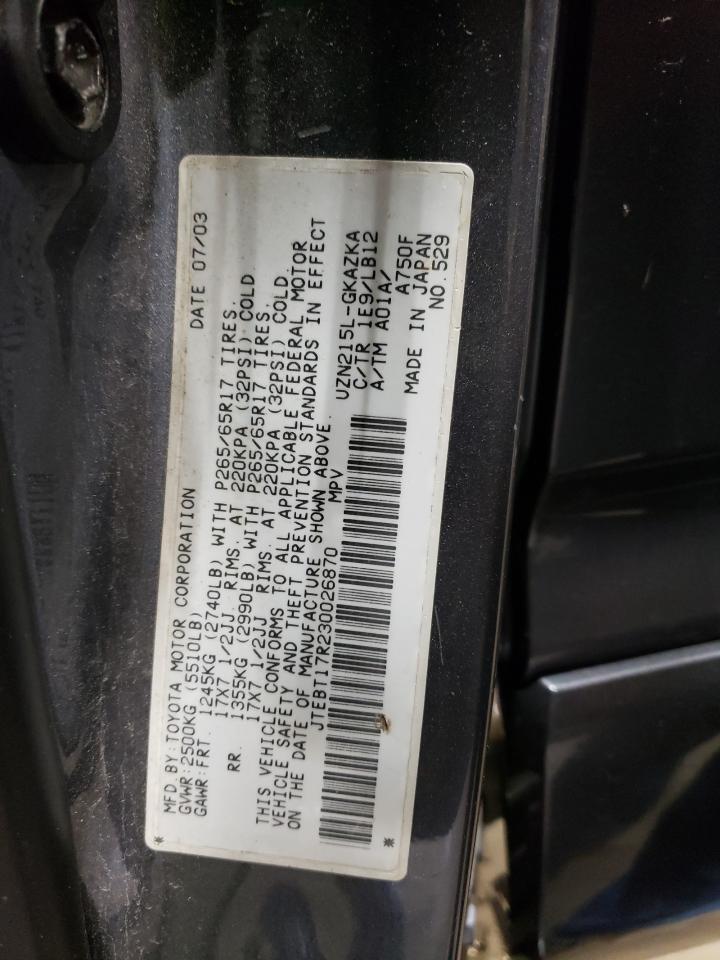 JTEBT17R230026870 2003 Toyota 4Runner Limited