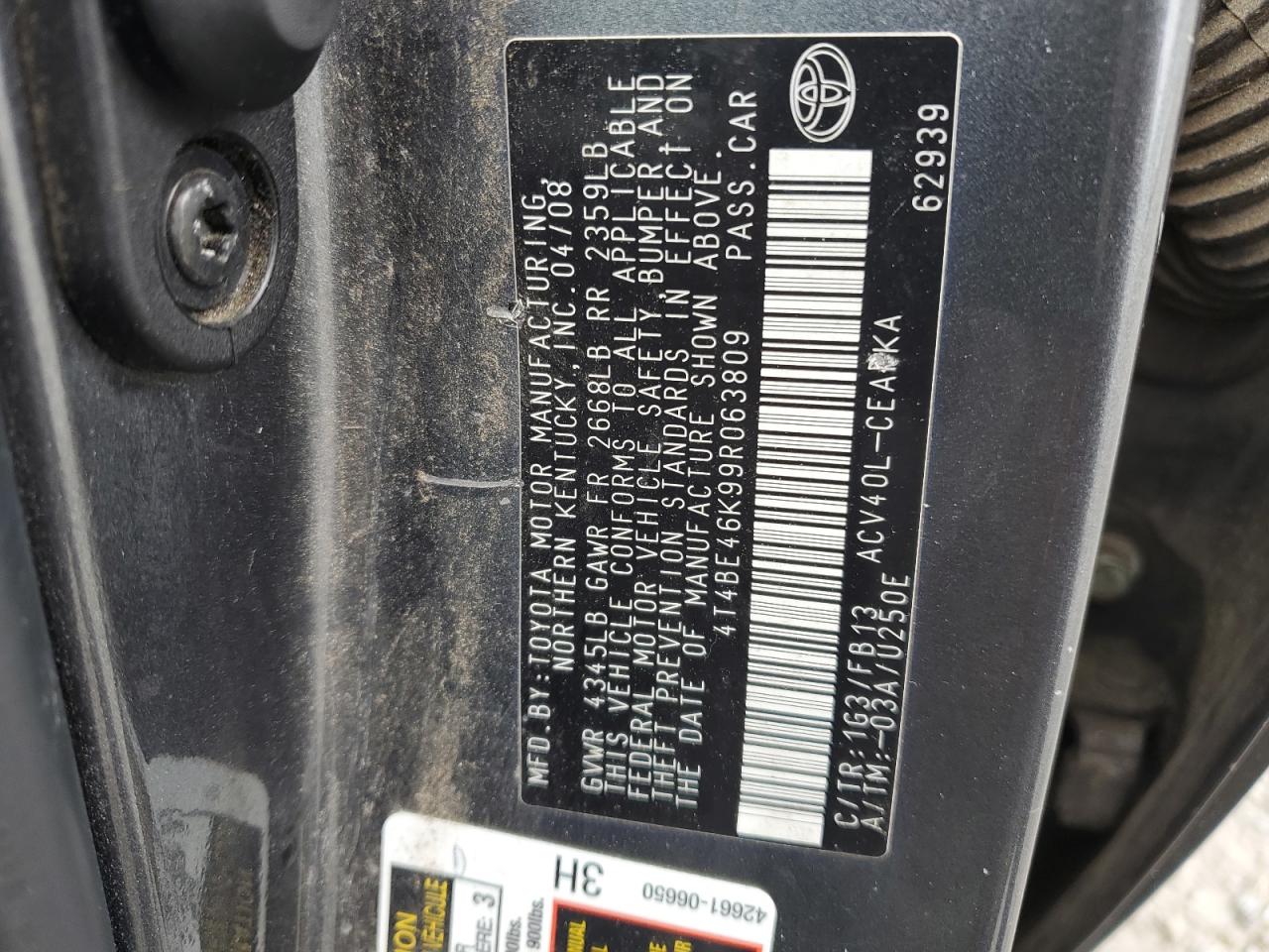 4T4BE46K99R063809 2009 Toyota Camry Base