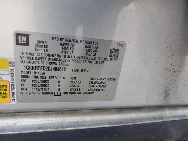 2012 GMC Acadia Denali VIN: 1GKKRTED2CJ404612 Lot: 54131034