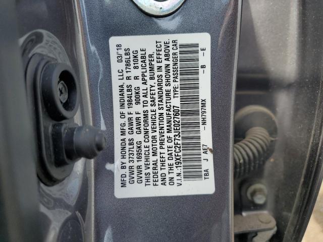 2018 Honda Civic Ex VIN: 19XFC2F73JE027607 Lot: 54454204