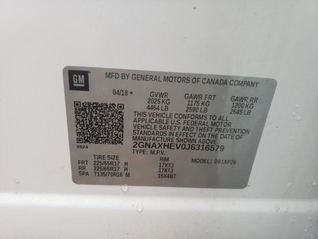 2018 Chevrolet Equinox Ls VIN: 2GNAXHEV0J6316579 Lot: 54740754