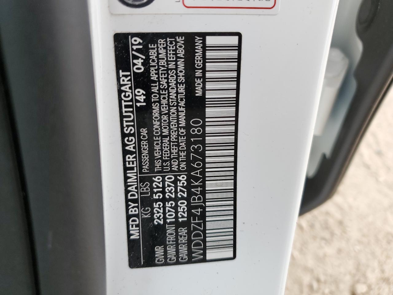 WDDZF4JB4KA673180 2019 Mercedes-Benz E 300