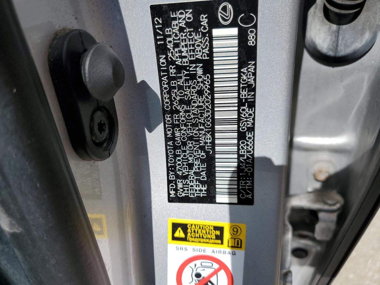 JTHBK1GG3D2029965 2013 Lexus Es 350