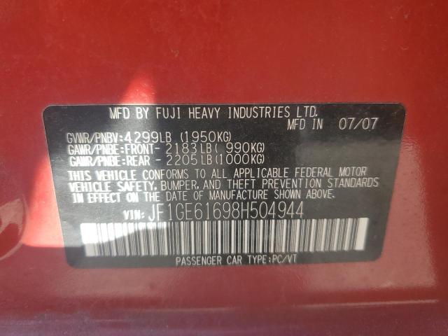 2008 Subaru Impreza 2.5I VIN: JF1GE61698H504944 Lot: 55289874