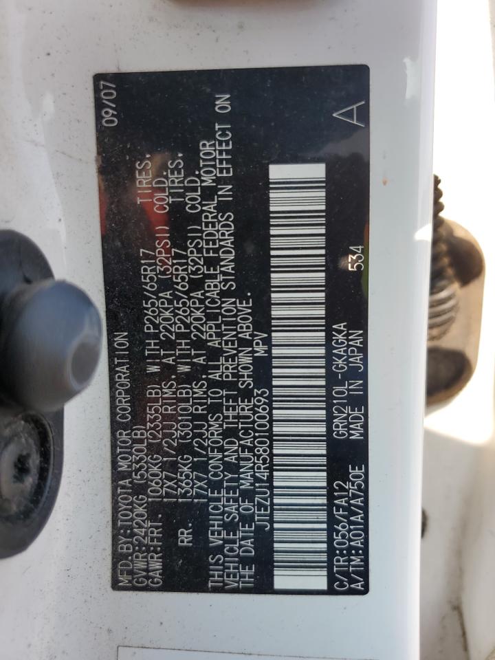 JTEZU14R580100693 2008 Toyota 4Runner Sr5