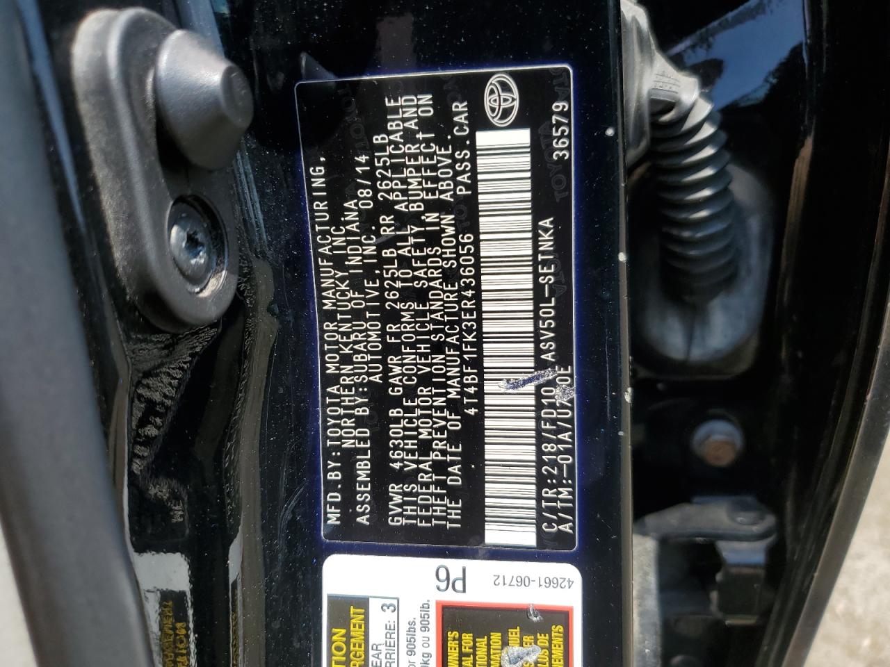 4T4BF1FK3ER436056 2014 Toyota Camry L