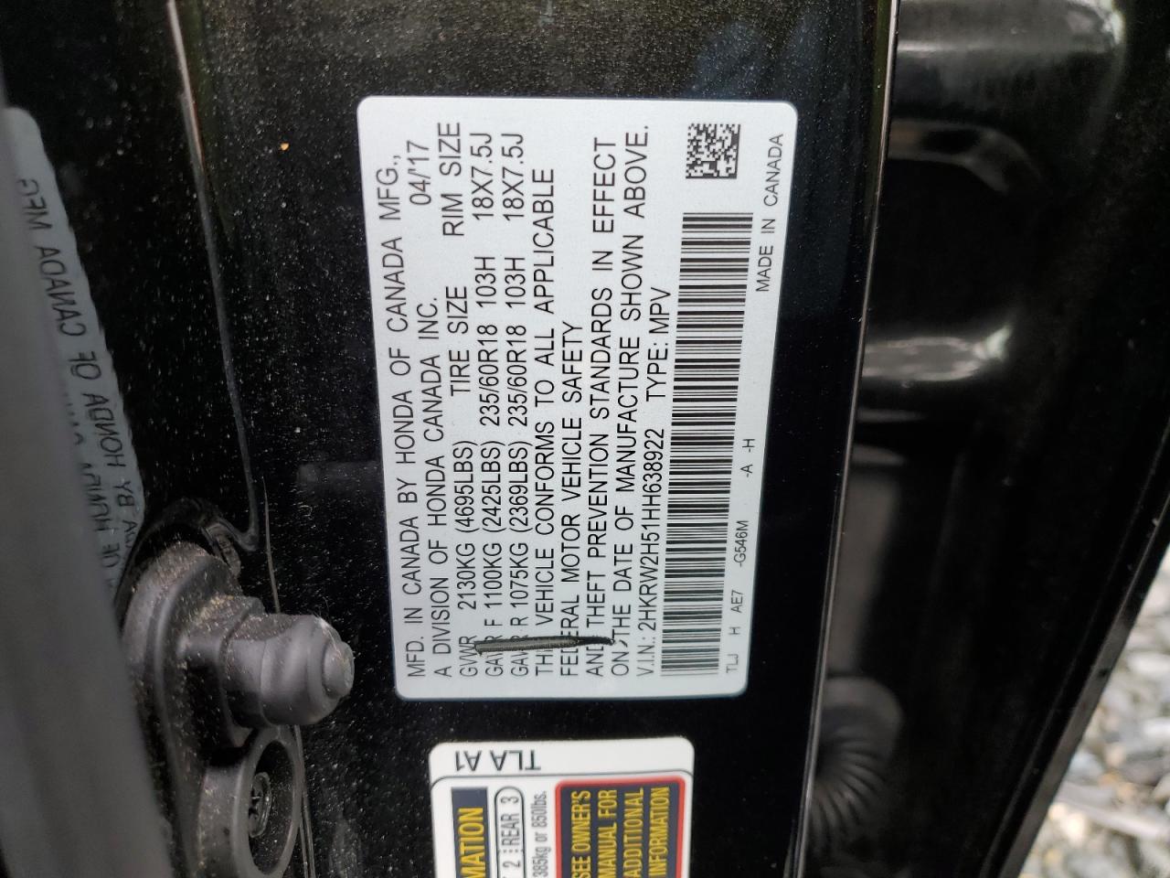 2HKRW2H51HH638922 2017 Honda Cr-V Ex