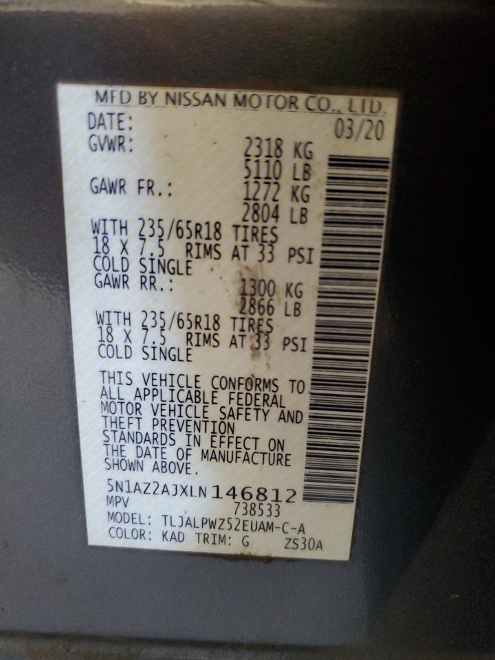 5N1AZ2AJXLN146812 2020 Nissan Murano S