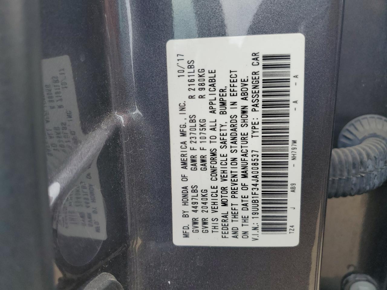 19UUB1F34JA008537 2018 Acura Tlx