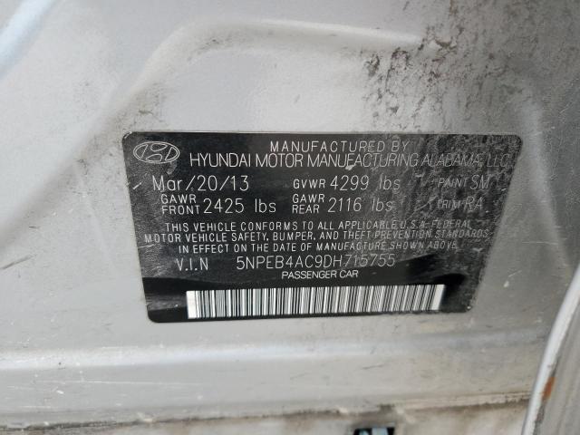 2013 Hyundai Sonata Gls VIN: 5NPEB4AC9DH715755 Lot: 55388124