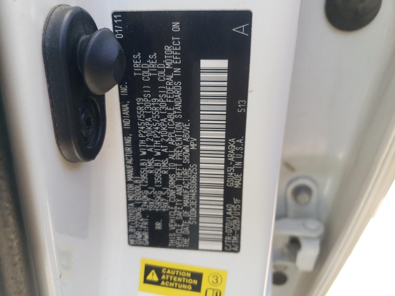 5TDDK3EH4BS066255 2011 Toyota Highlander Limited