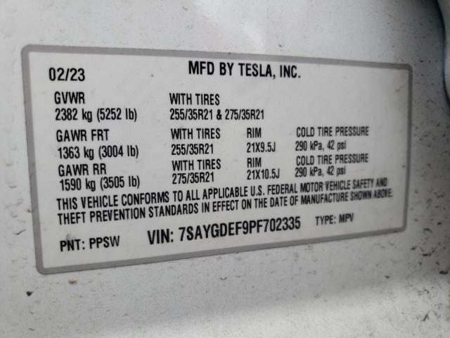 2023 Tesla Model Y VIN: 7SAYGDEF9PF702335 Lot: 54903574