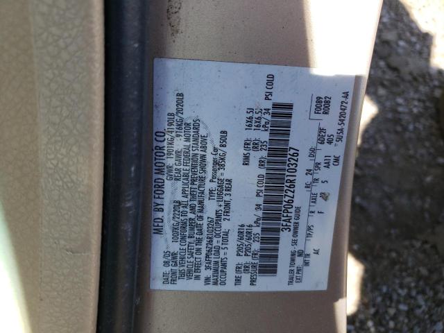 2006 Ford Fusion S VIN: 3FAFP06Z26R103267 Lot: 56767944