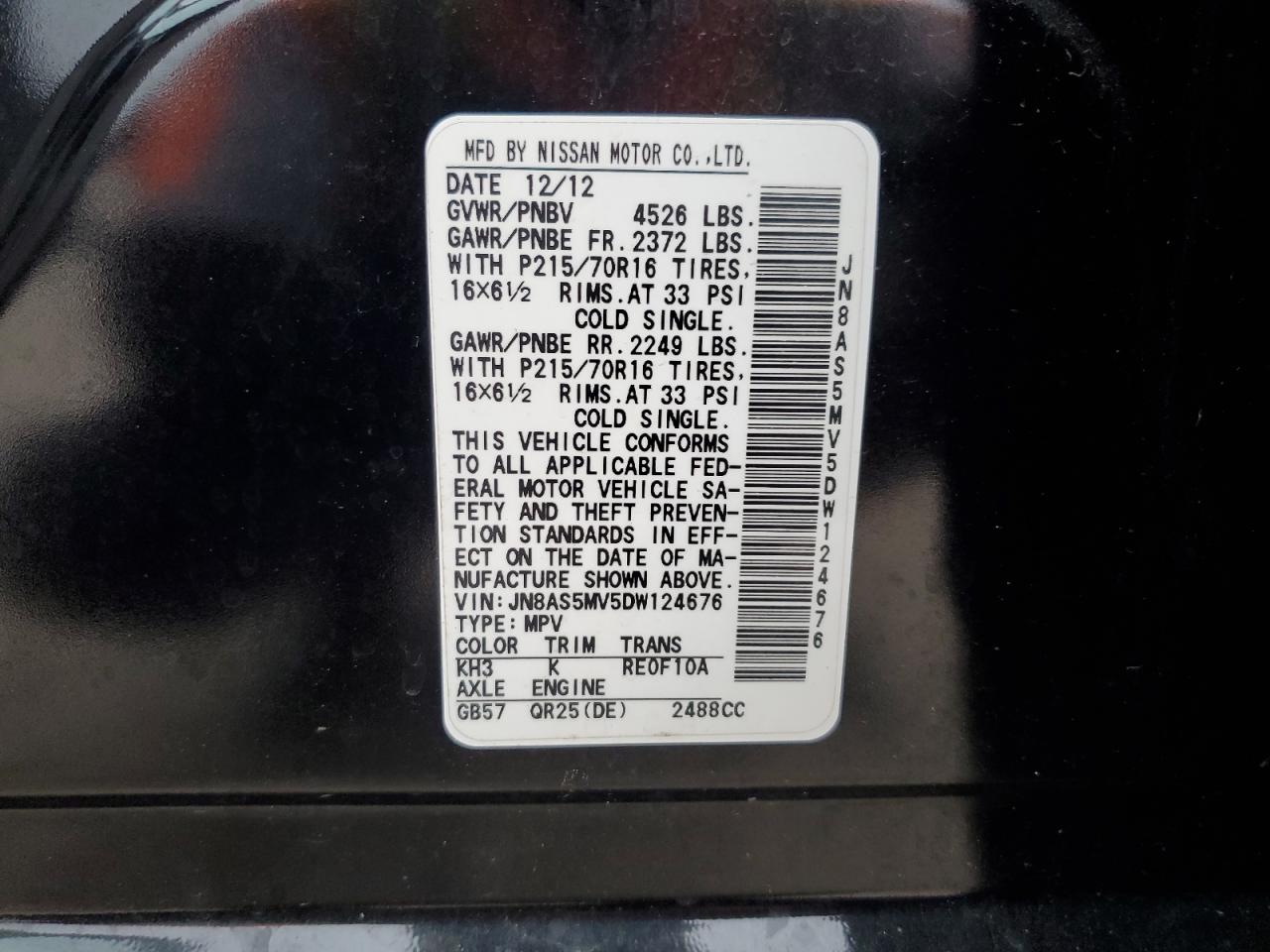 JN8AS5MV5DW124676 2013 Nissan Rogue S