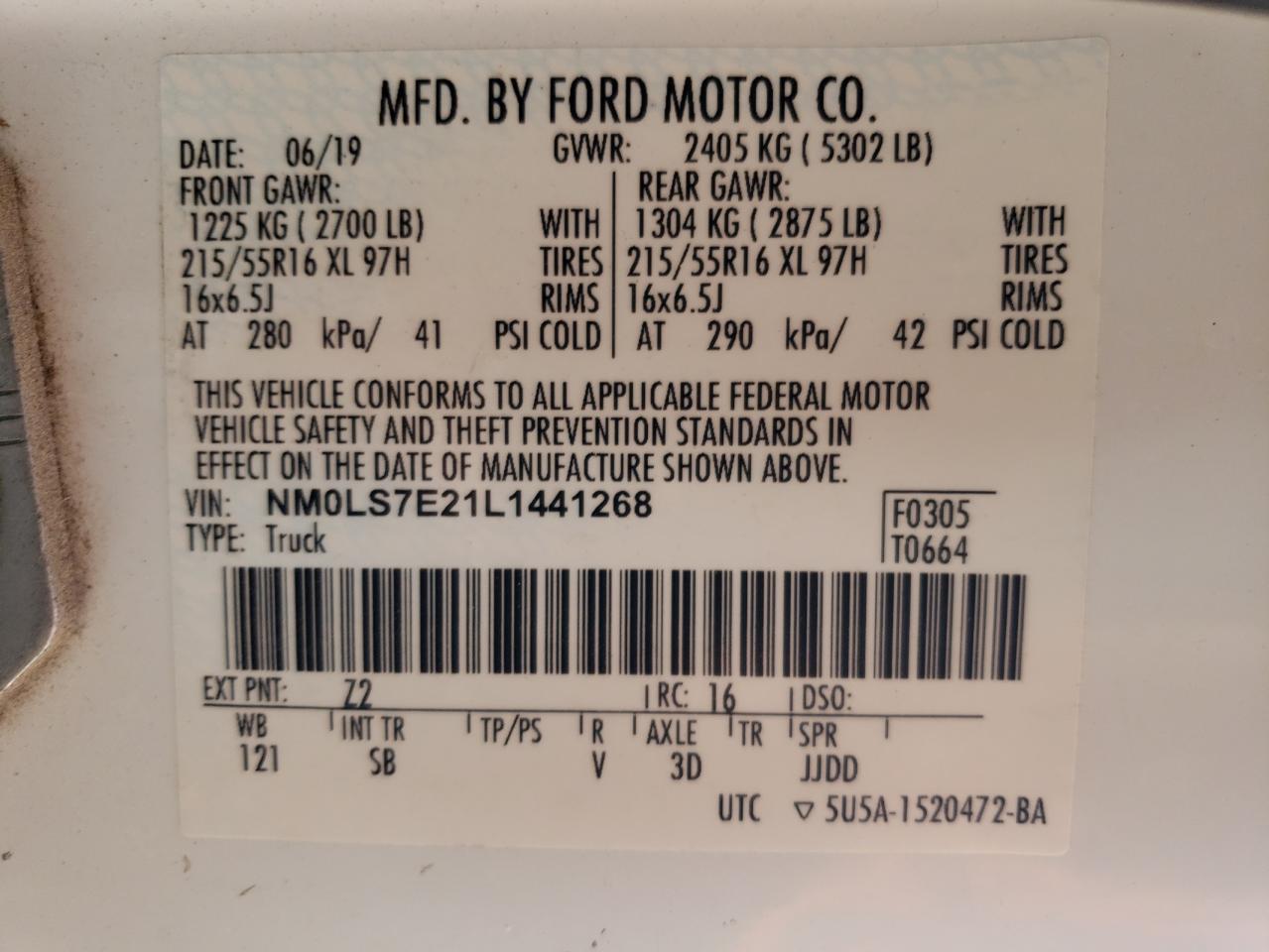 NM0LS7E21L1441268 2020 Ford Transit Connect Xl