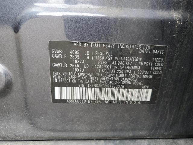 2016 Subaru Outback 2.5I Limited VIN: 4S4BSANC9G3333376 Lot: 54282774