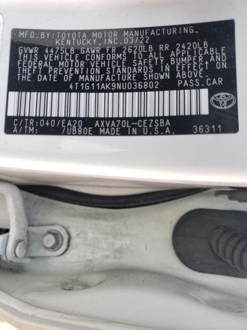 4T1G11AK9NU036802 Toyota Camry SE 12