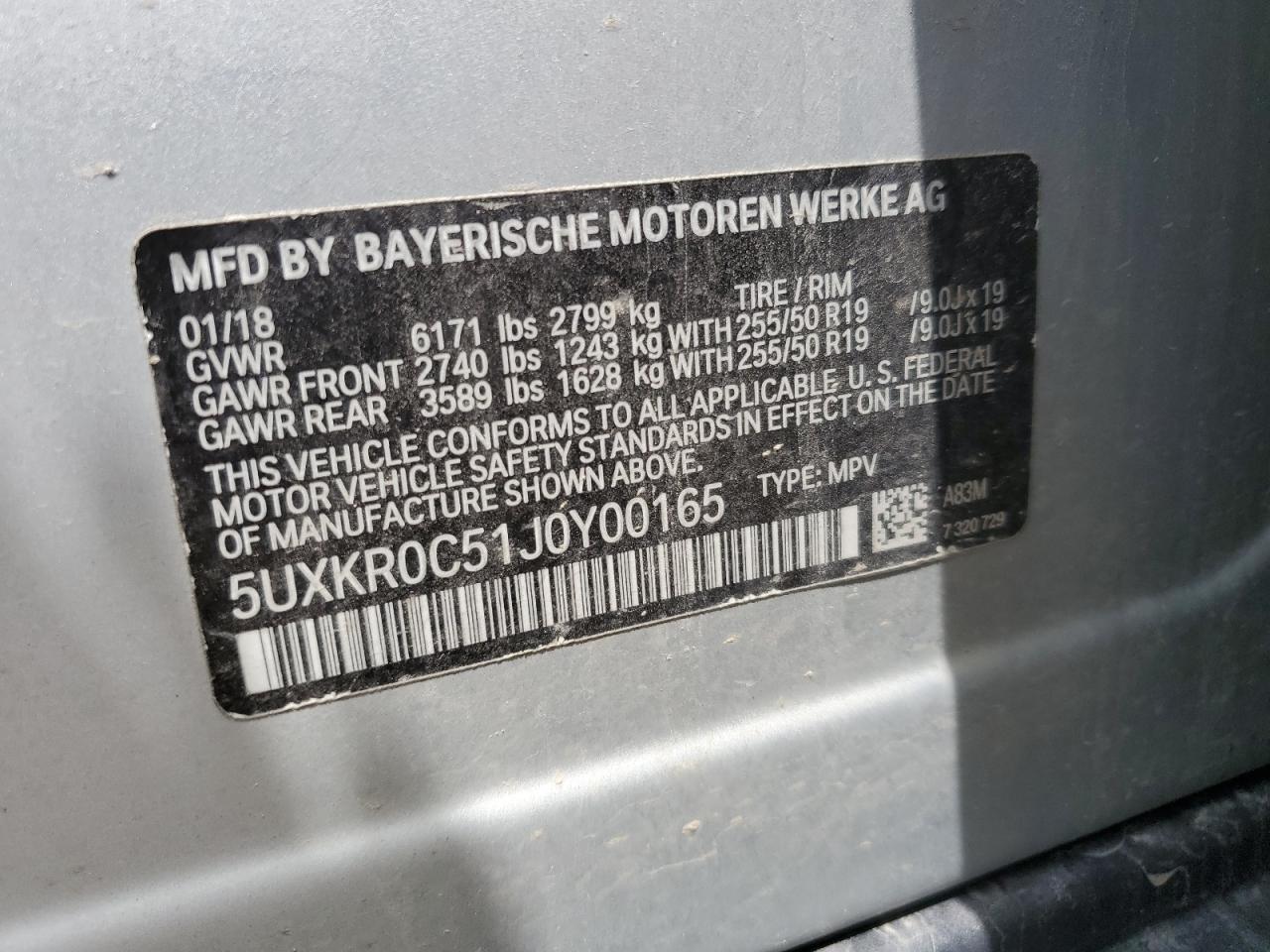 5UXKR0C51J0Y00165 2018 BMW X5 xDrive35I