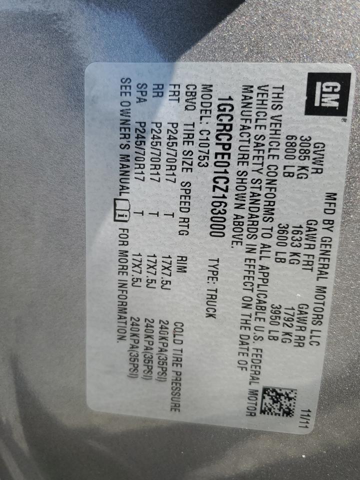 1GCRCPE01CZ163000 2012 Chevrolet Silverado C1500