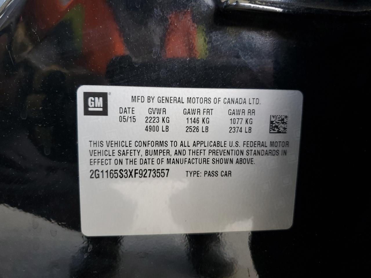 2G1165S3XF9273557 2015 Chevrolet Impala Ltz