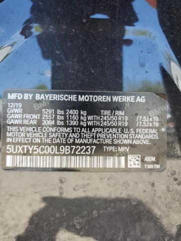 2020 BMW X3 xDrive30I VIN: 5UXTY5C00L9B72237 Lot: 54057014