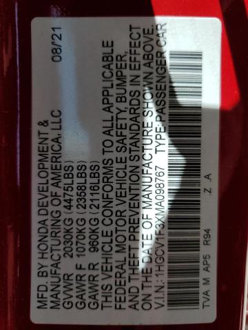 2021 Honda Accord Sport VIN: 1HGCV1F3XMA098767 Lot: 54259364