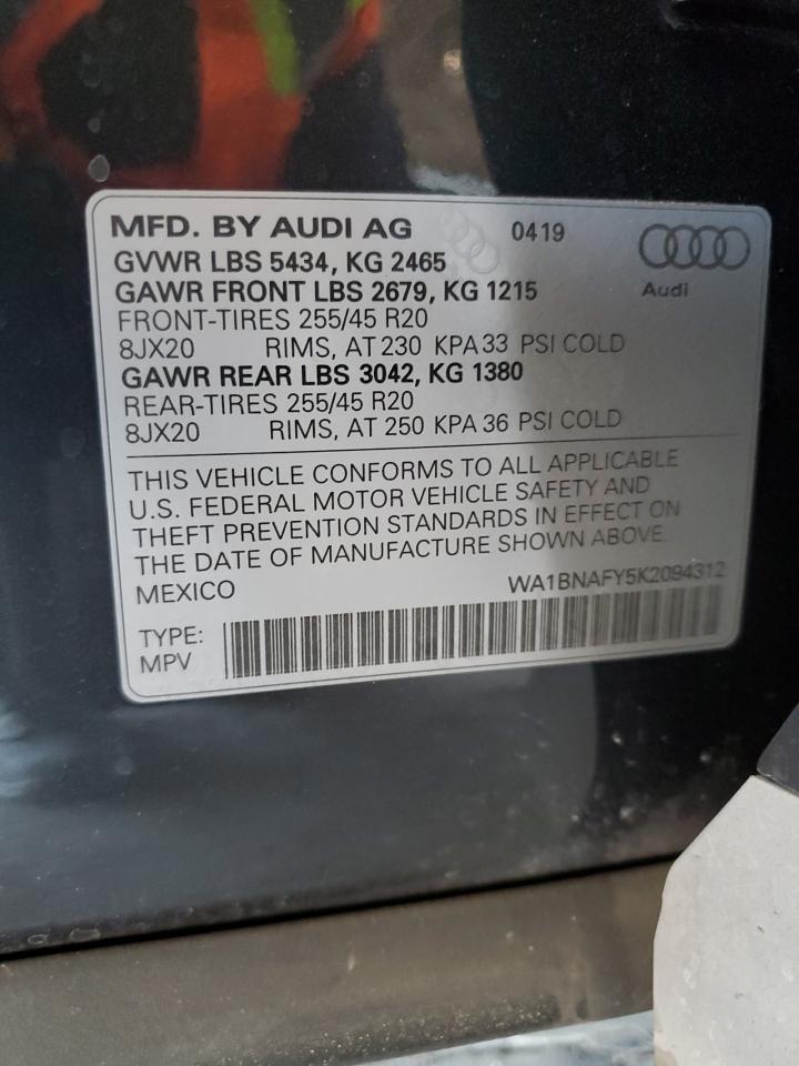 WA1BNAFY5K2094312 2019 Audi Q5 Premium Plus