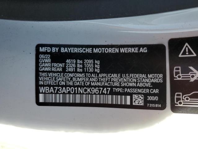 2022 BMW 430Xi VIN: WBA73AP01NCK96747 Lot: 55718484