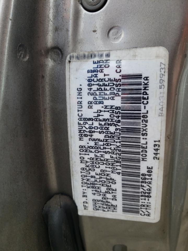 4T1BG22K1WU376458 1998 Toyota Camry Ce