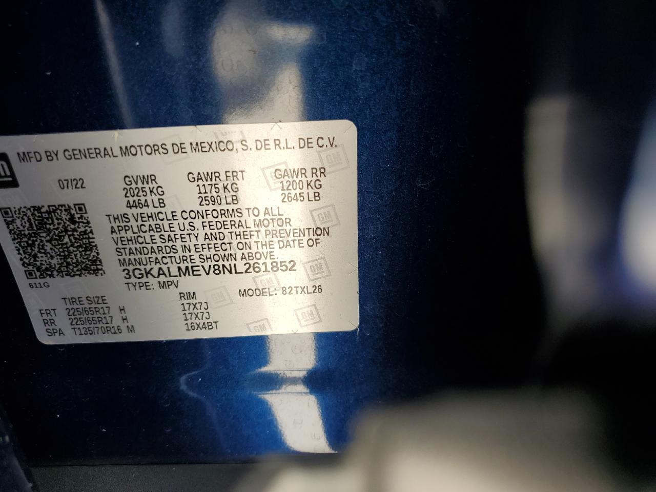 3GKALMEV8NL261852 2022 GMC Terrain Sle