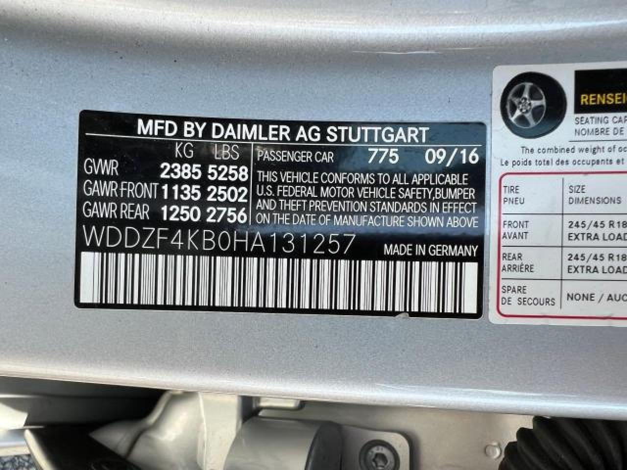 WDDZF4KB0HA131257 2017 Mercedes-Benz E 300 4Matic