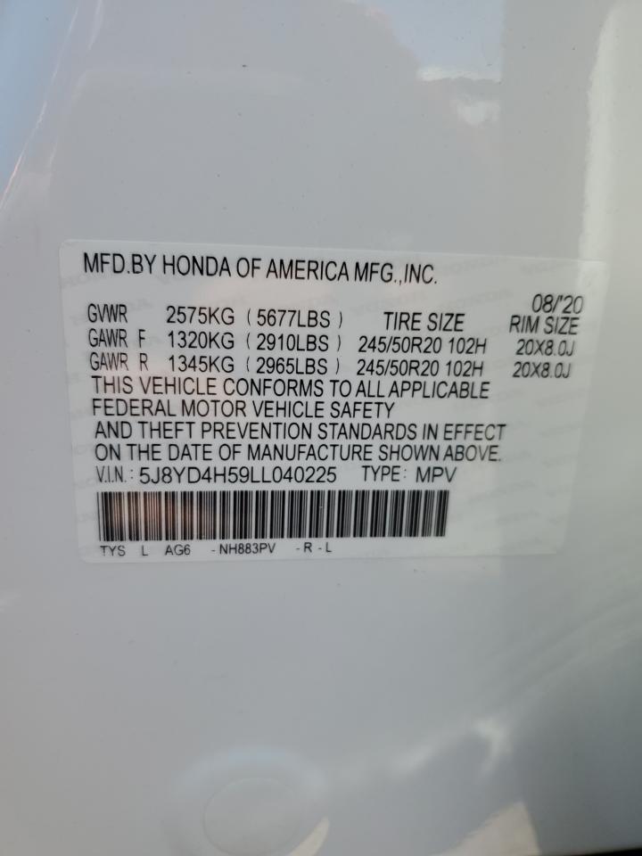 5J8YD4H59LL040225 2020 Acura Mdx Technology