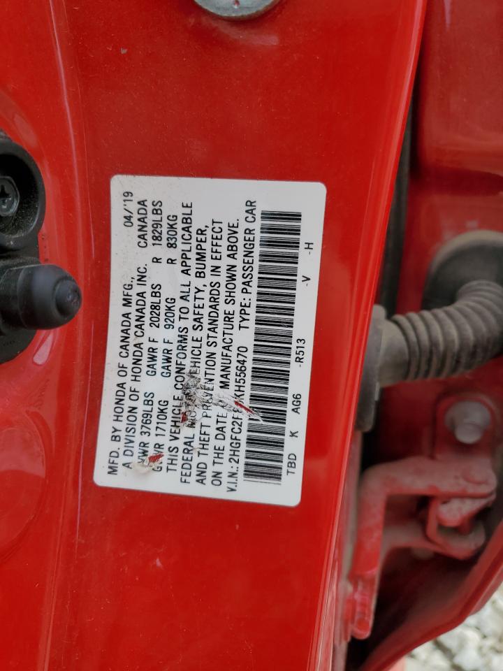 2HGFC2F86KH556470 2019 Honda Civic Sport