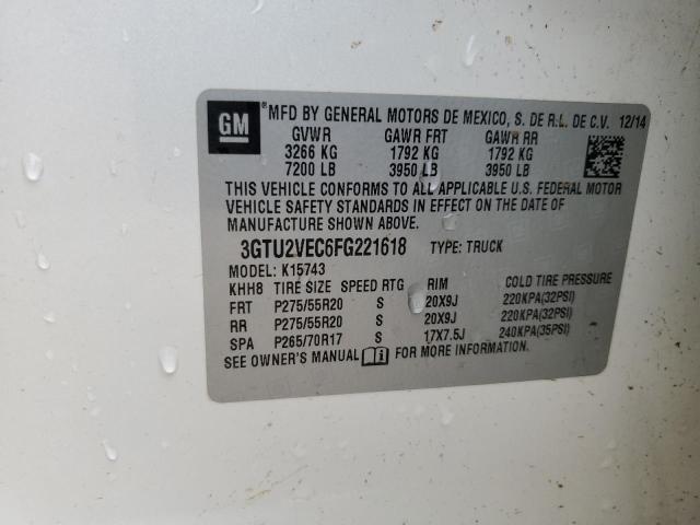 2015 GMC Sierra K1500 Slt VIN: 3GTU2VEC6FG221618 Lot: 54258554